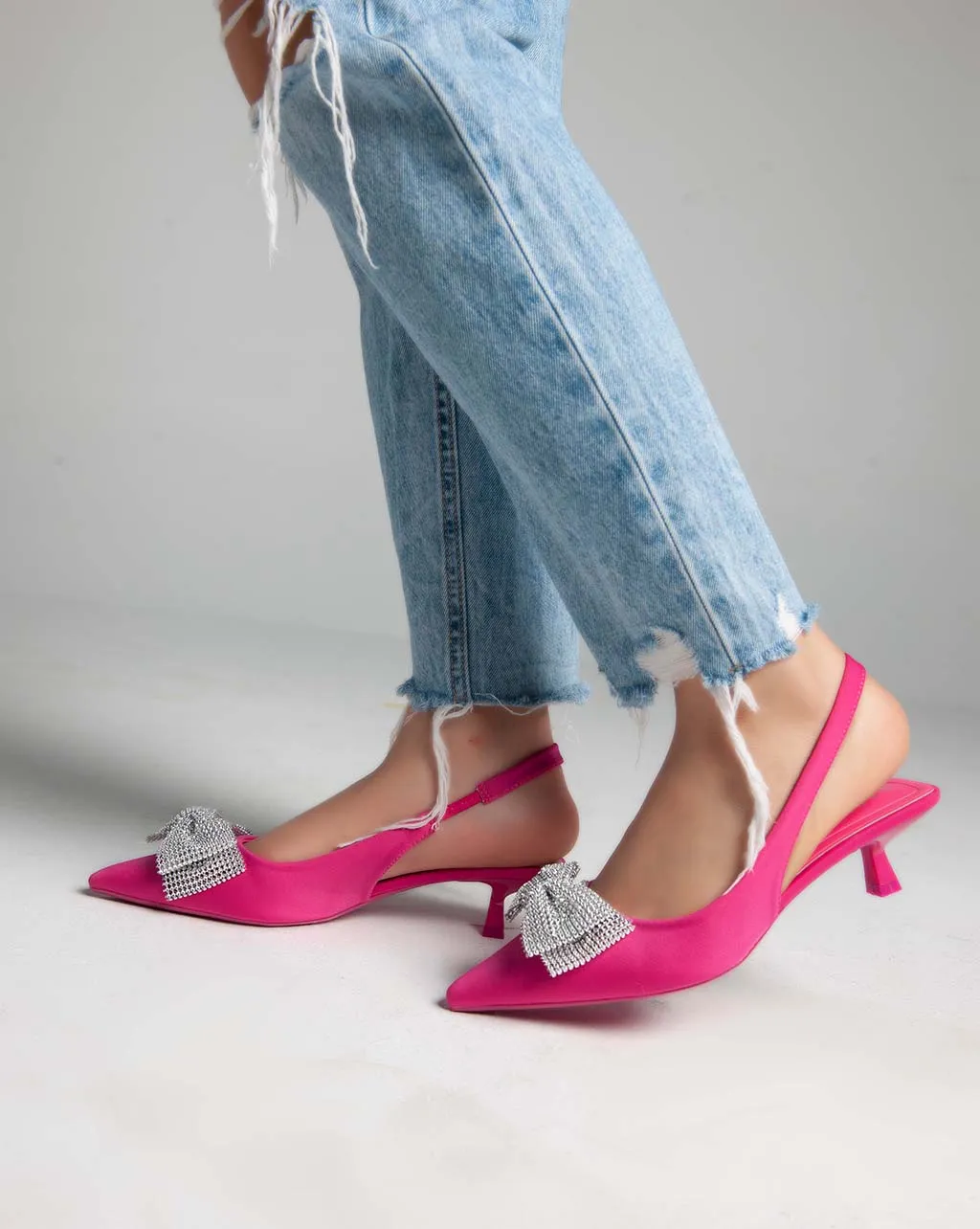 Low Heels Sling Back Pumps - Pink