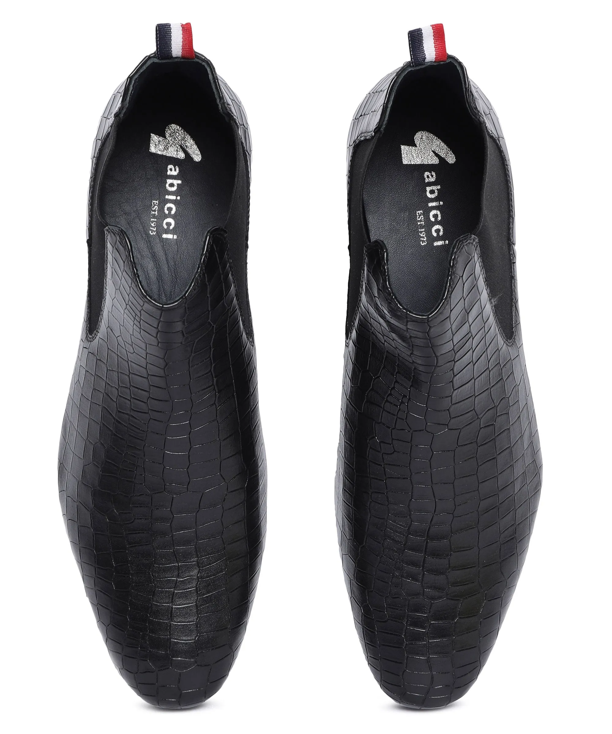Men Black Animal Print Chelsea Boots