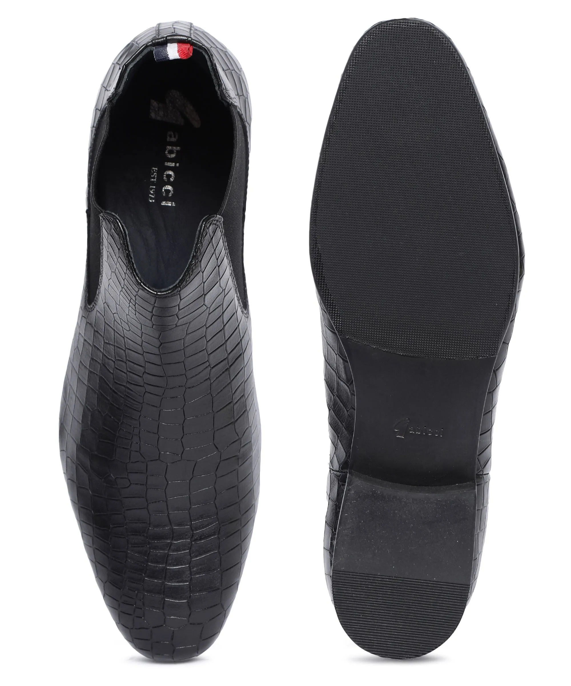 Men Black Animal Print Chelsea Boots