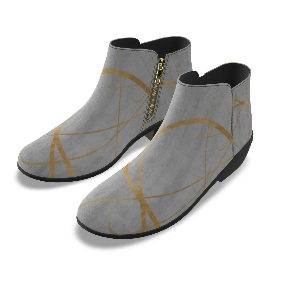 Men's Fashion Boots, gray  with gold 62