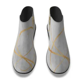 Men's Fashion Boots, gray  with gold 62