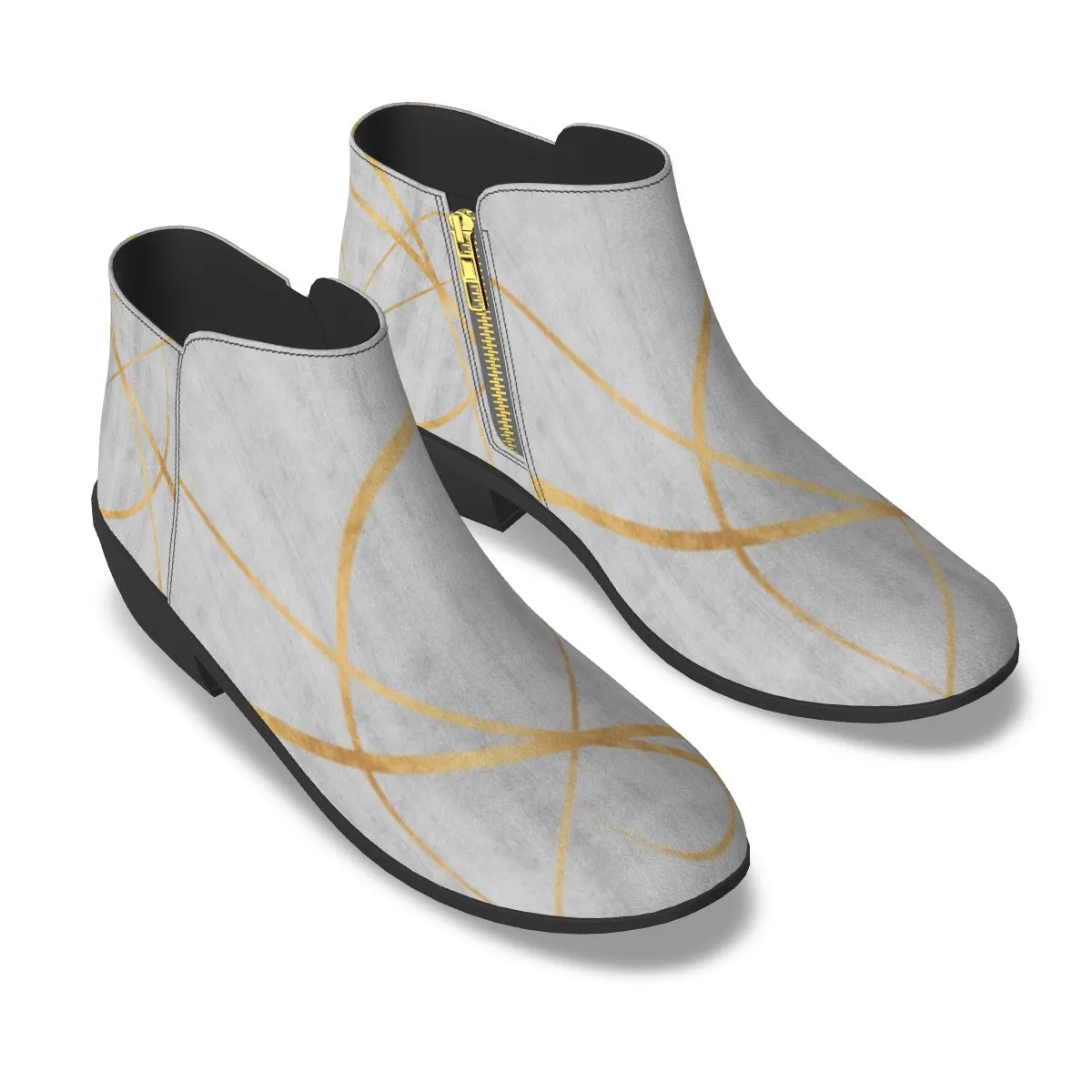 Men's Fashion Boots, gray  with gold 62