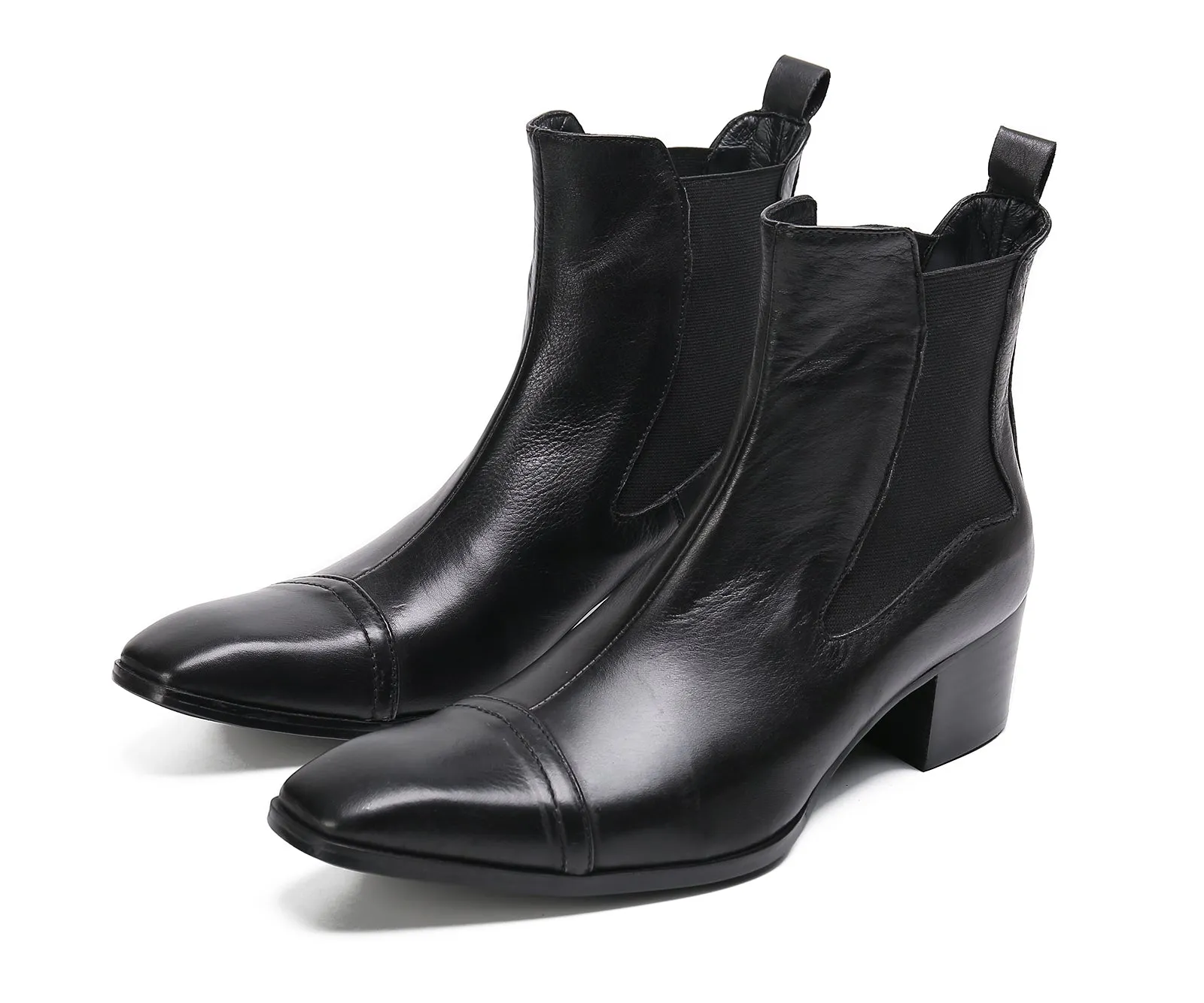 Men's Plain Toe Leather Chelsea Boots
