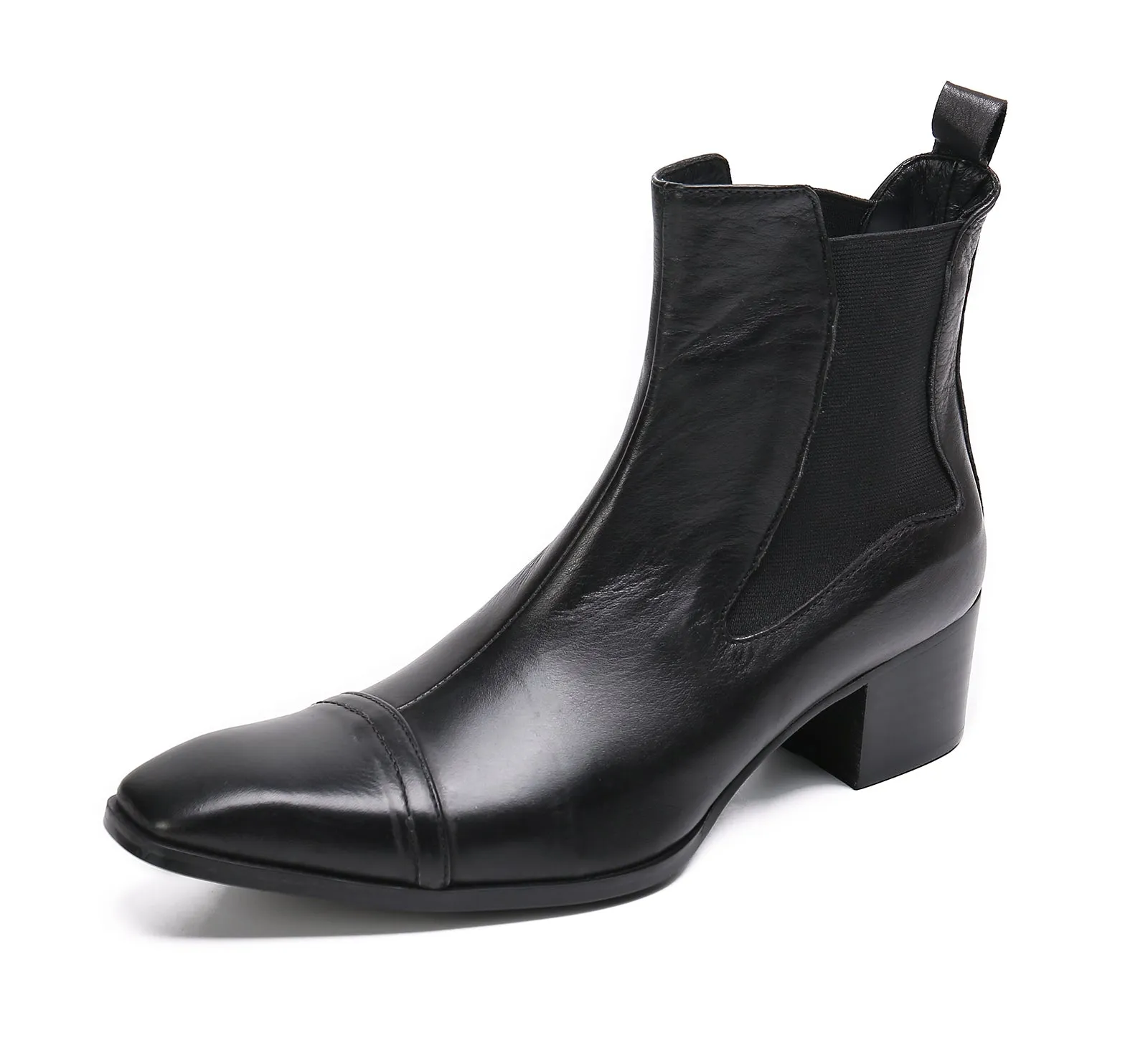 Men's Plain Toe Leather Chelsea Boots