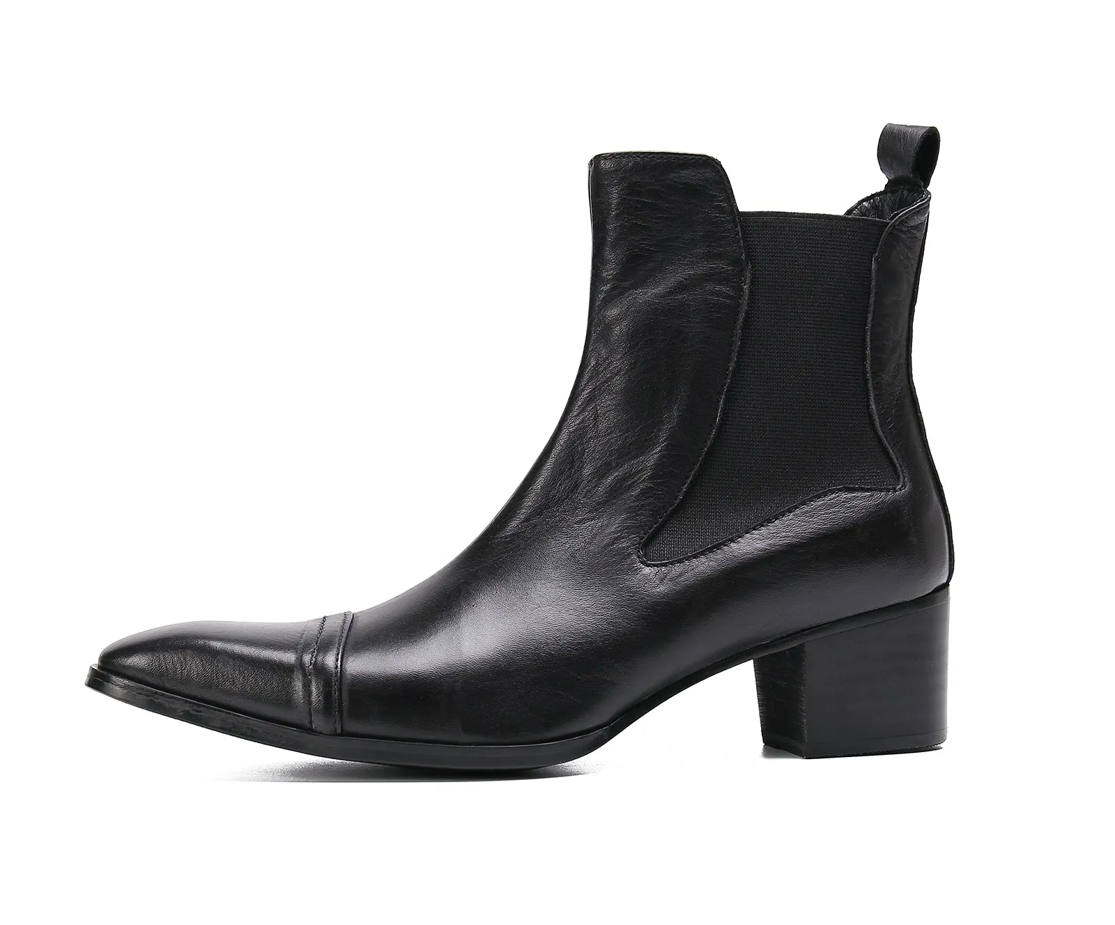 Men's Plain Toe Leather Chelsea Boots