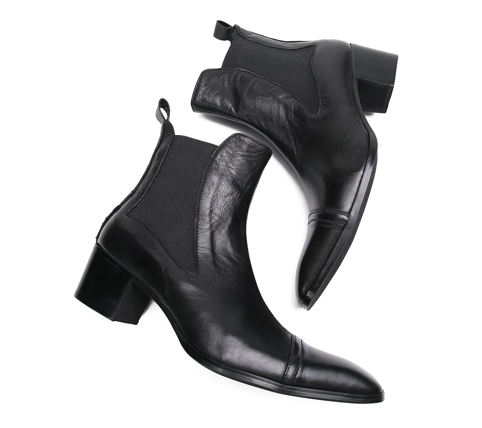 Men's Plain Toe Leather Chelsea Boots