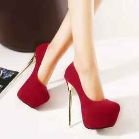 Party Suede Platform Slip On Pumps