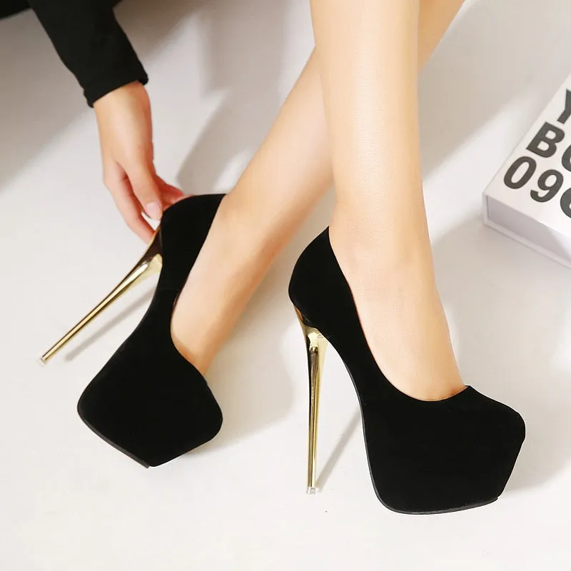Party Suede Platform Slip On Pumps