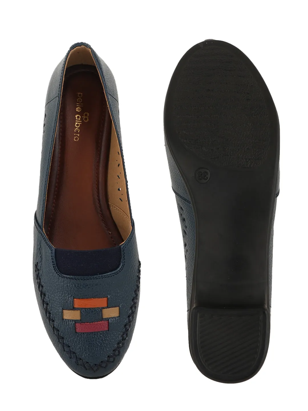 Pelle Albero Block Heel Blue Multi Ballerina