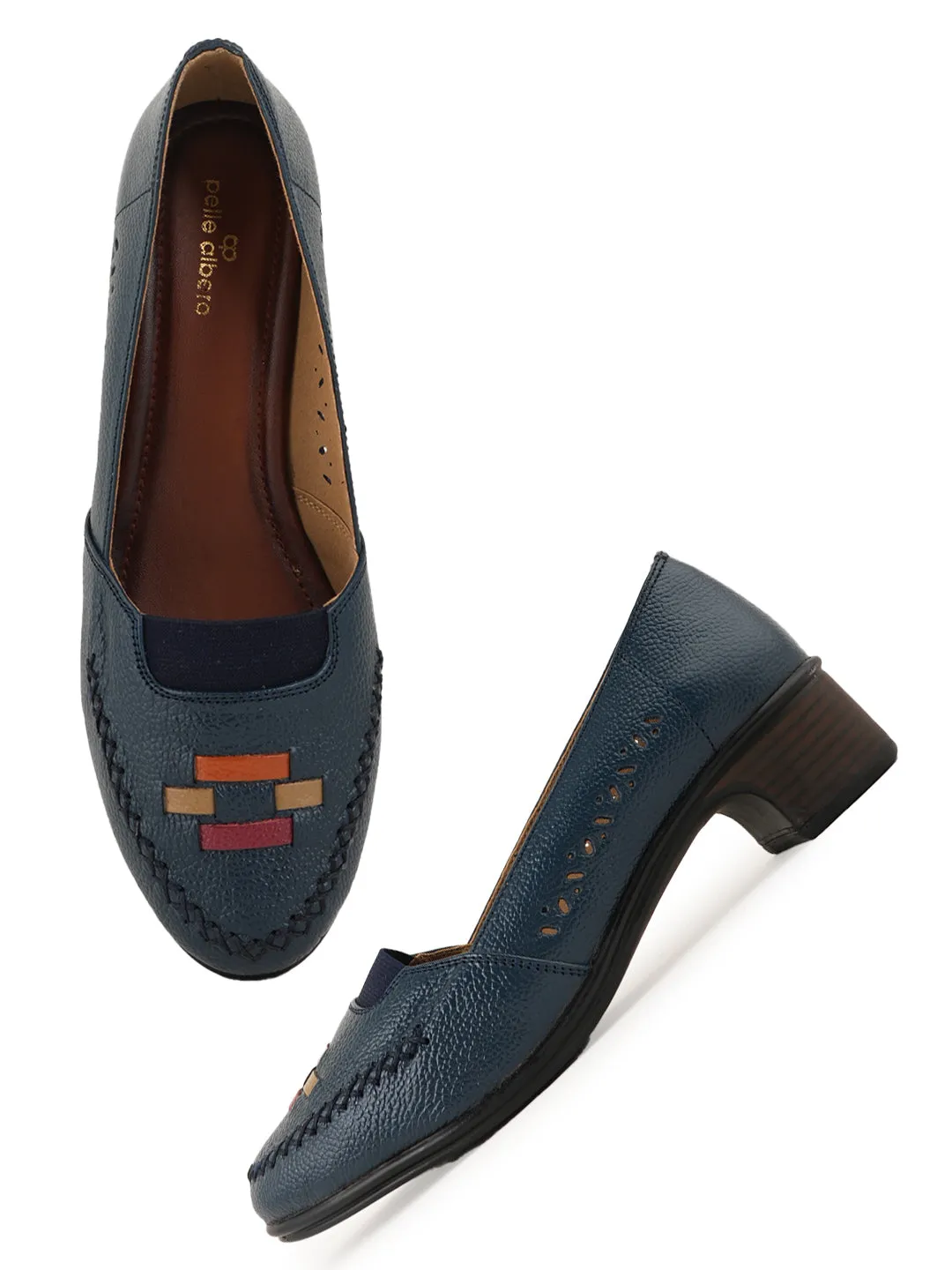 Pelle Albero Block Heel Blue Multi Ballerina