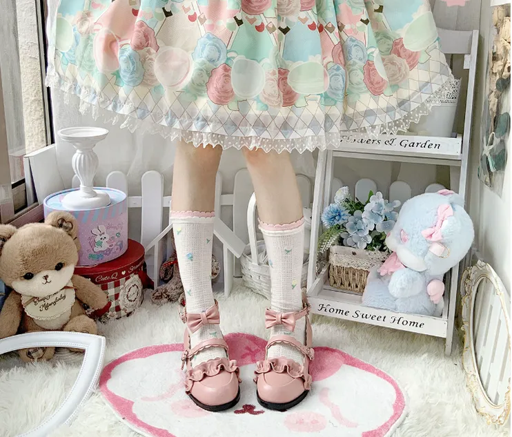 Sheep Puff~Kawaii Lolita Shoes Multicolors