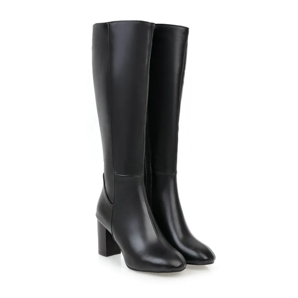 Stylish Chunky High Heels and Square Toes Boots
