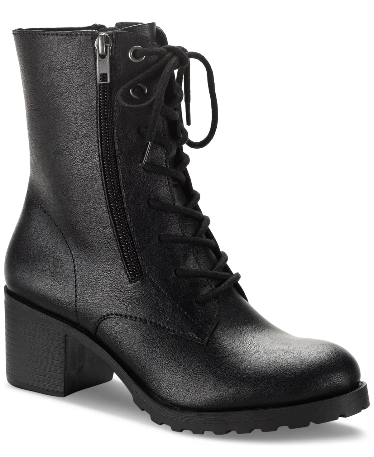 SUN STONE Womens Sheilaa Combat & Lace-Up Boots Black 5 Medium (B,M)
