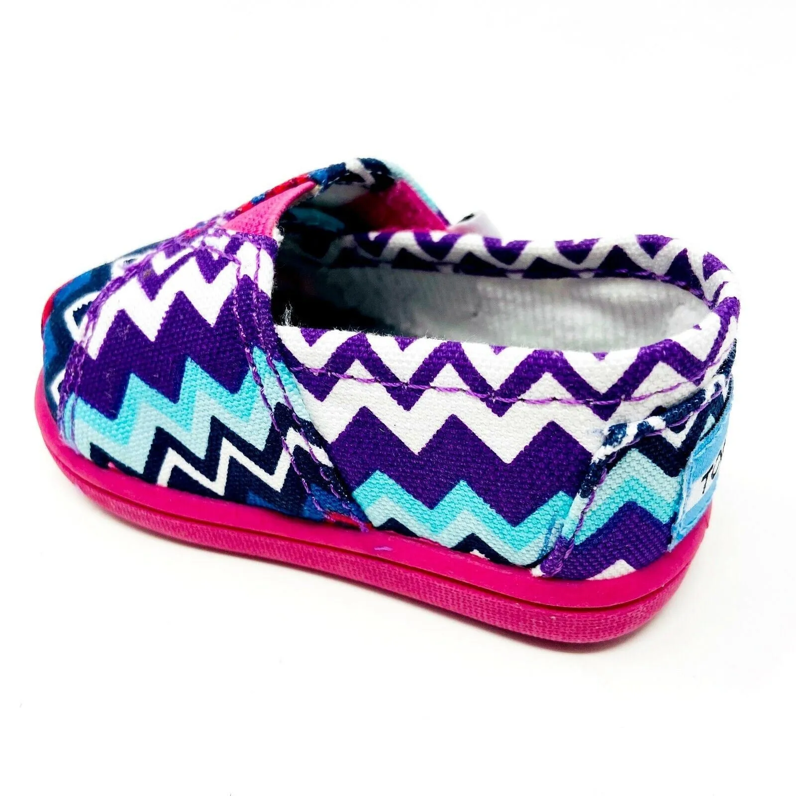 Toms Classics Purple Zig Zag Pop Tiny Size 2 Toddler Slip On Casual Canvas Flats