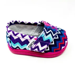 Toms Classics Purple Zig Zag Pop Tiny Size 2 Toddler Slip On Casual Canvas Flats
