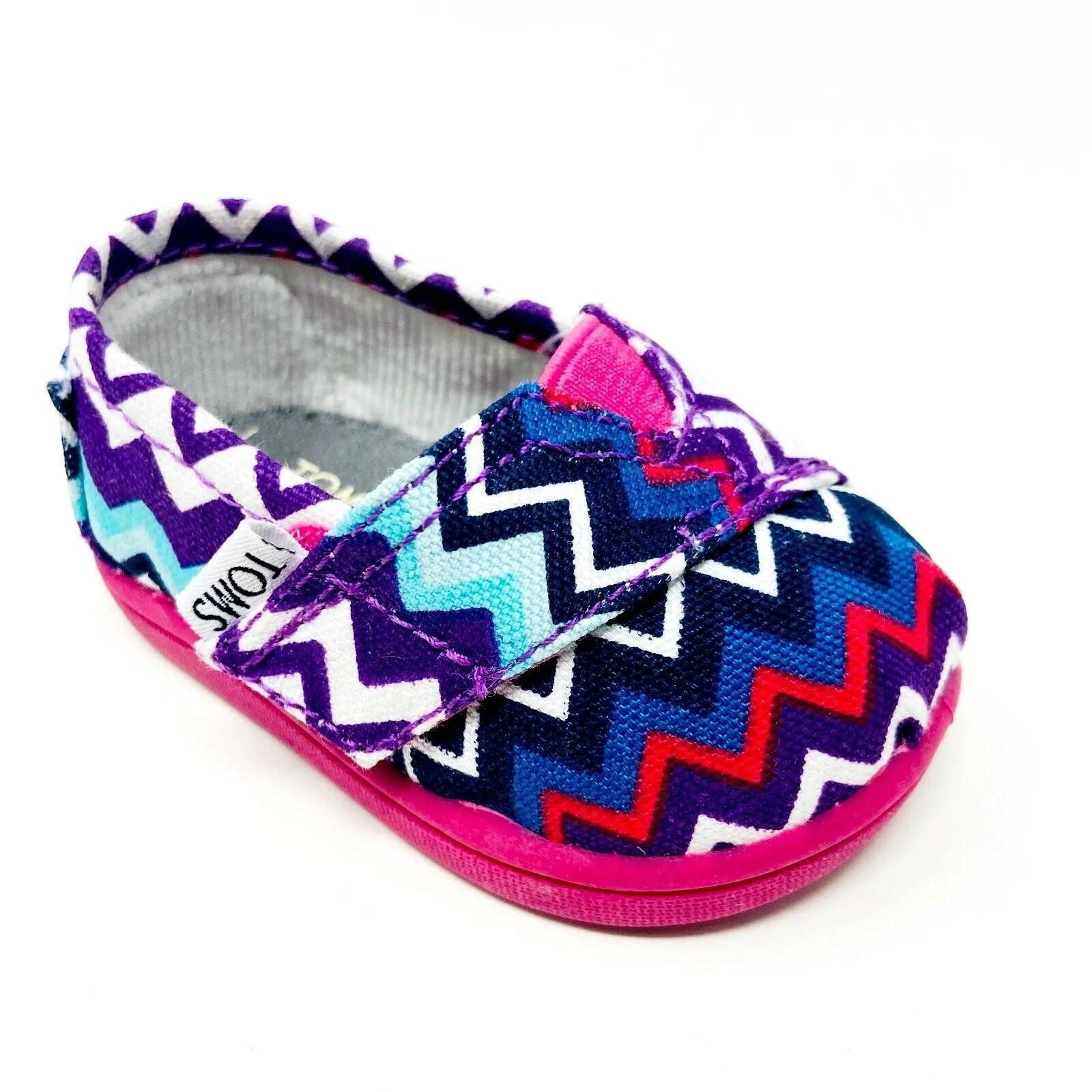 Toms Classics Purple Zig Zag Pop Tiny Size 2 Toddler Slip On Casual Canvas Flats