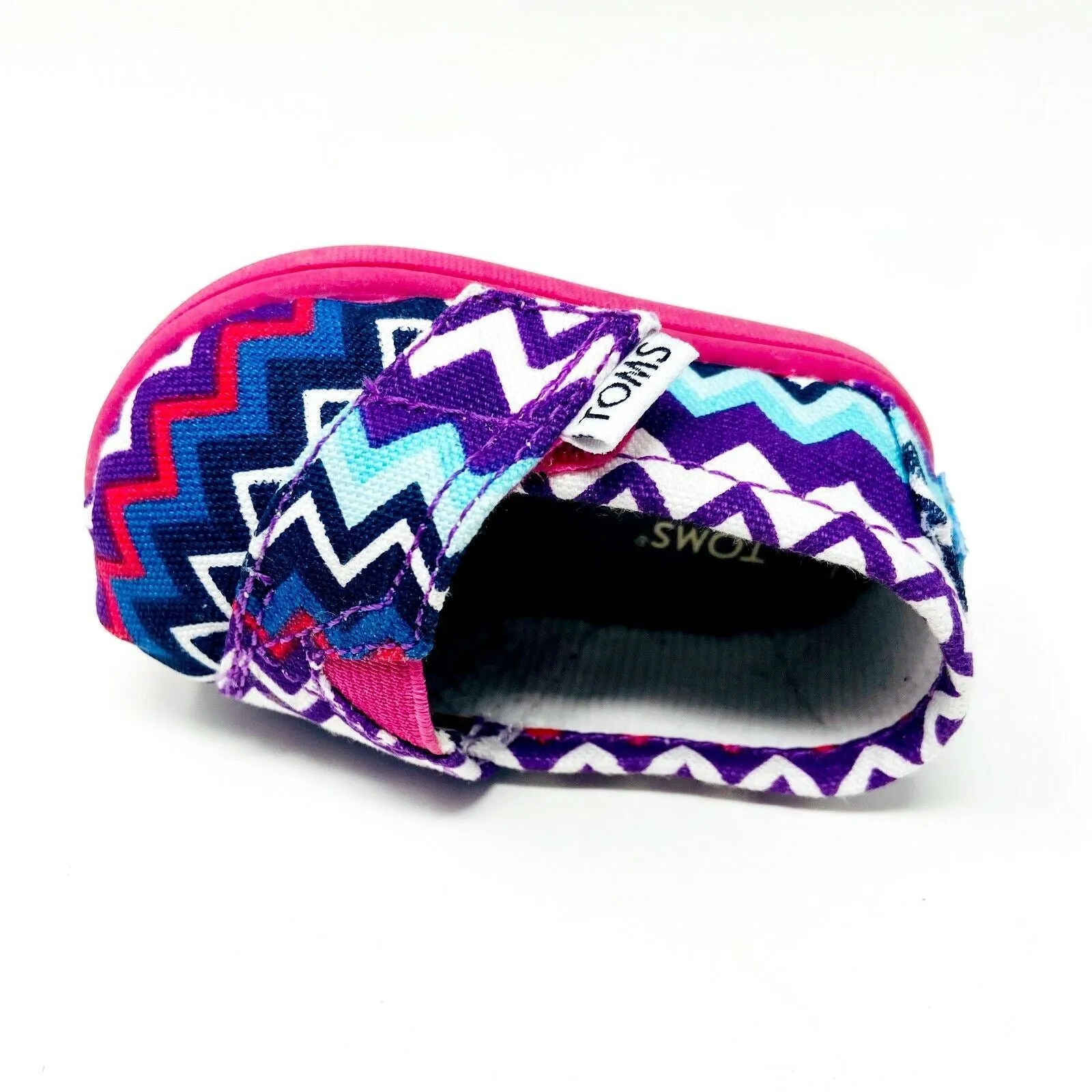 Toms Classics Purple Zig Zag Pop Tiny Size 2 Toddler Slip On Casual Canvas Flats