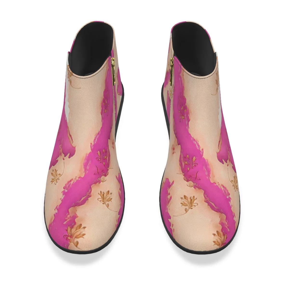 Women's Fashion Boots 342, pink and beige abstract
