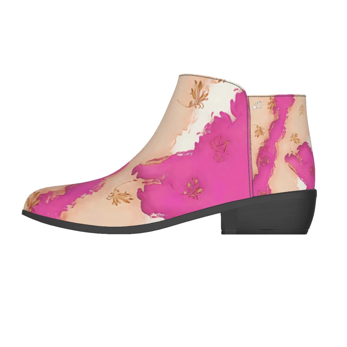 Women's Fashion Boots 342, pink and beige abstract