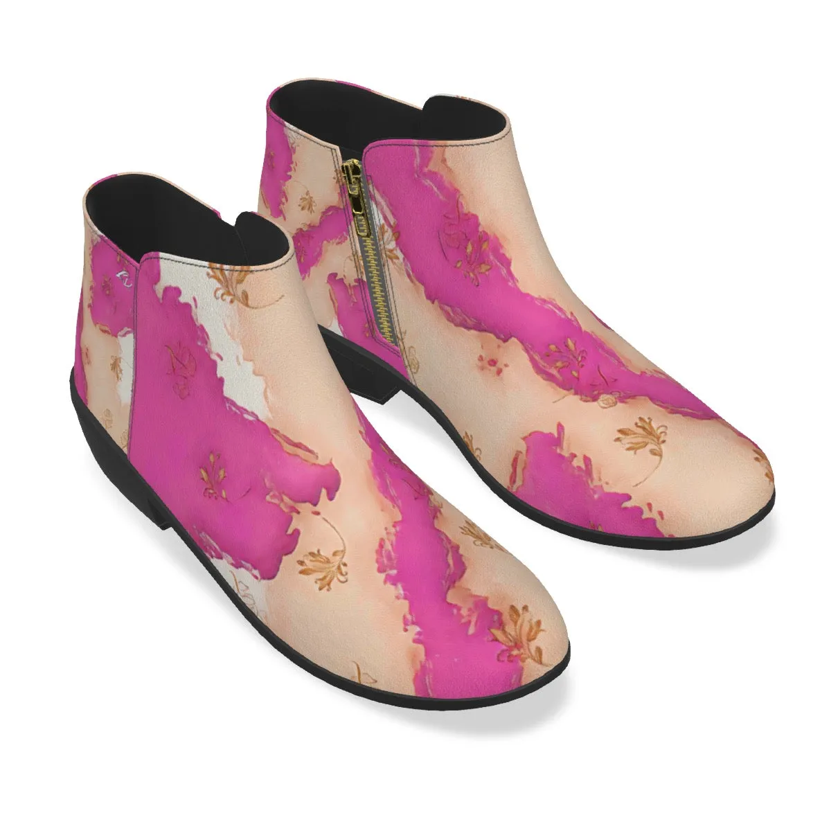 Women's Fashion Boots 342, pink and beige abstract