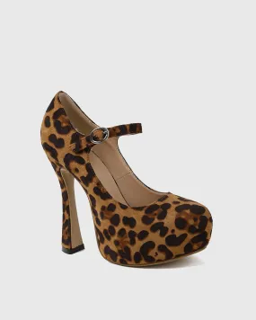 Zafirah Leopard Print Velvet Platform Pumps In Brown